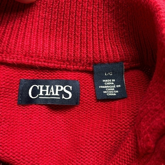 Chaps Ralph Lauren Knit Polar Bear Red Sweater Size Large - Picture 7 of 9